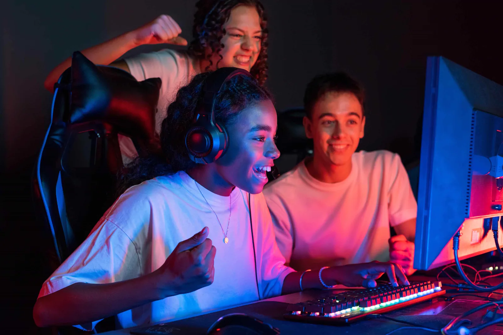 Friends playing video games together